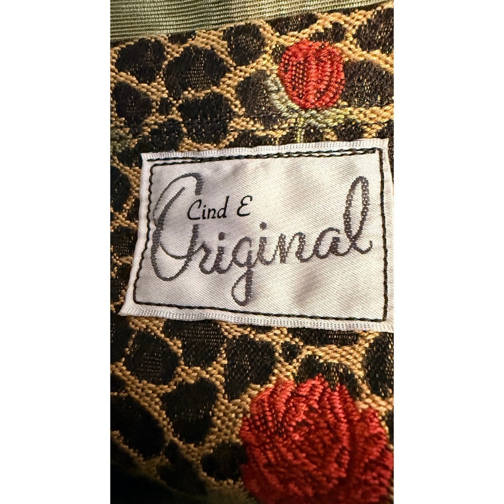 Cind E Original Vtg Leopard Rose Tapestry Tote Bag Animal Print Floral - Picture 3 of 16